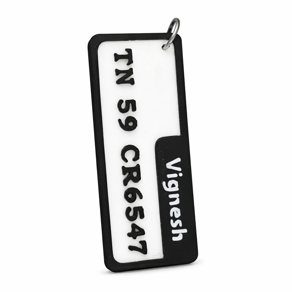Custom 3D Printed Number Plate Keychain
