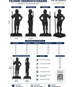 Alternative view of Pazhani Dhandayuthabani Murugan Statue – Buy Premium PLA 3D Printed Idol (3"–9")